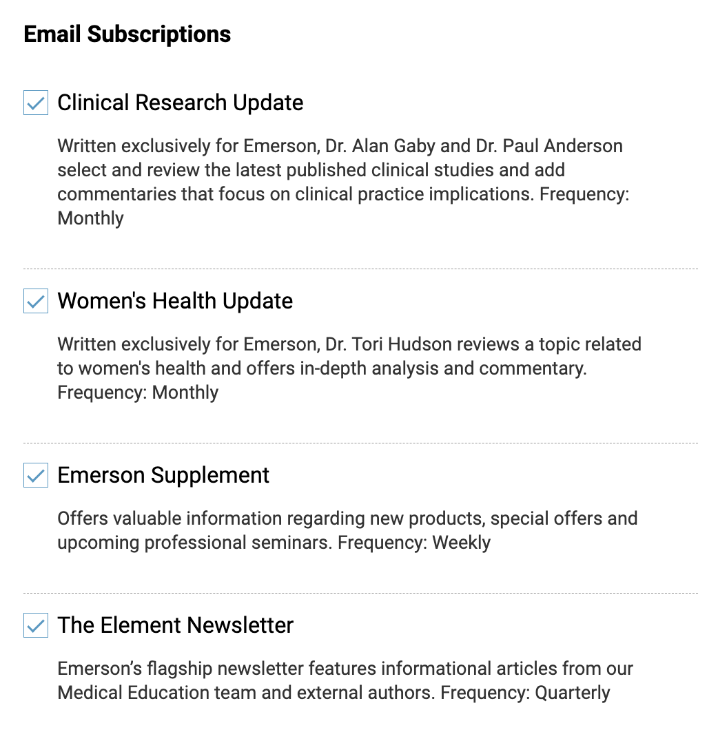 sample email subscriptions