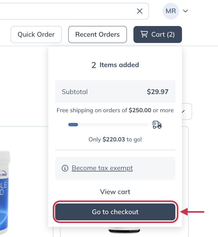 Select go to checkout