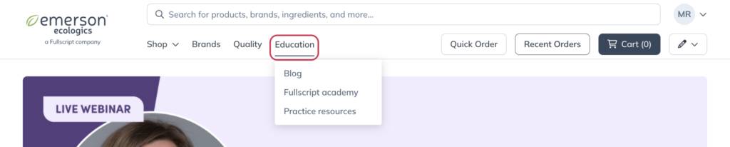 The education tab in an upgraded account.