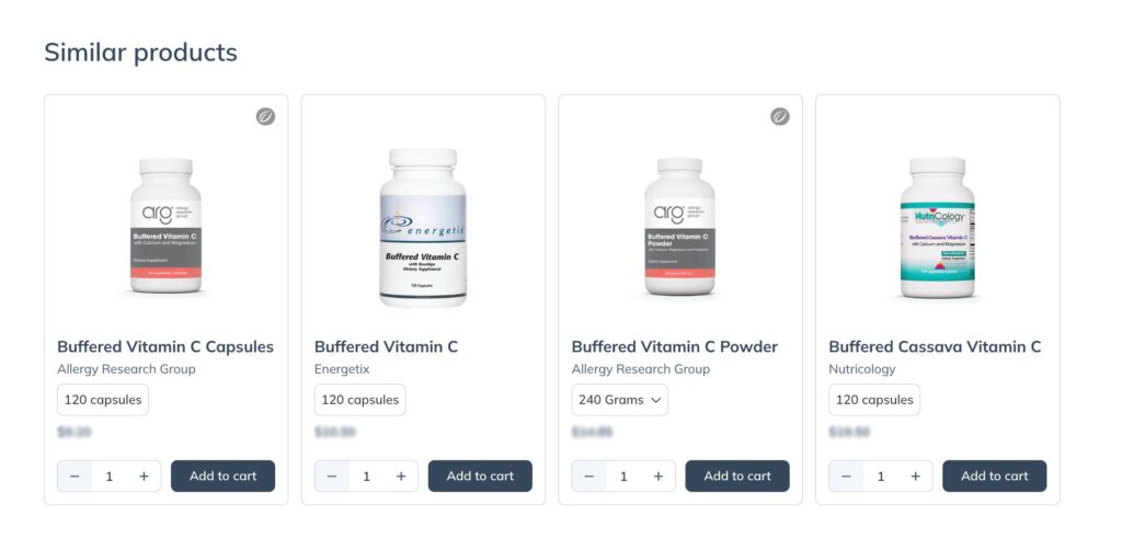 The similar products section on a product display page.